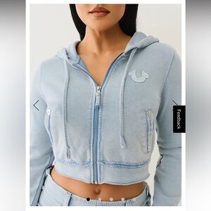 True Religion Light Blue Cropped Hoodie